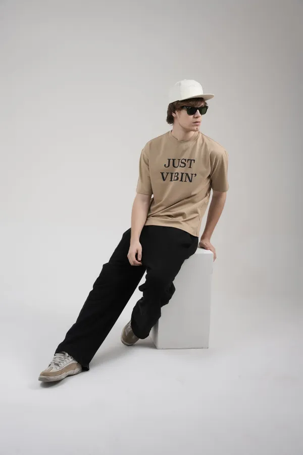 Beige_French_Terry_Cotton_Premium_T-Shirt_For_Men