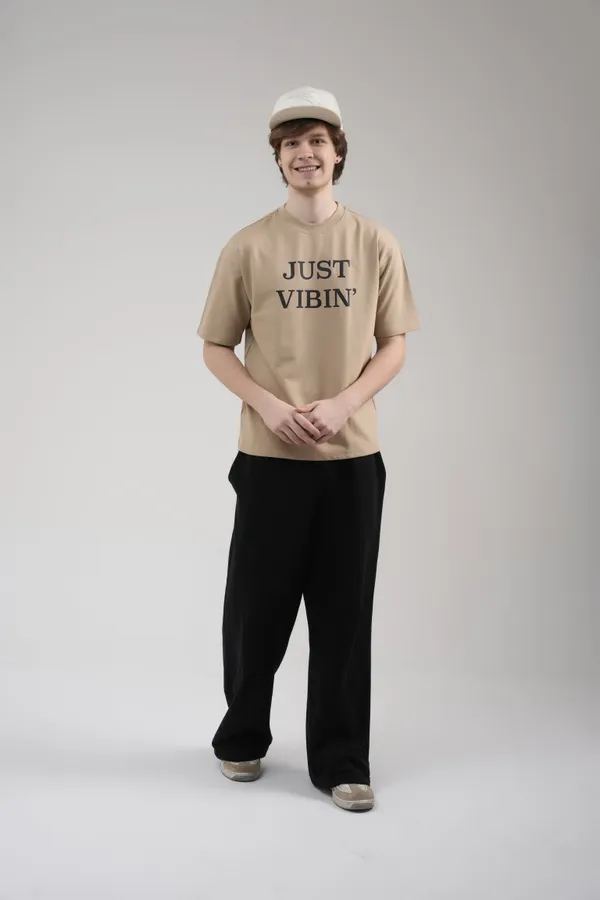 Beige_French_Terry_Cotton_Premium_T-Shirt_For_Men