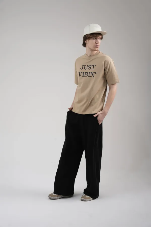 Beige_French_Terry_Cotton_Premium_T-Shirt_For_Men