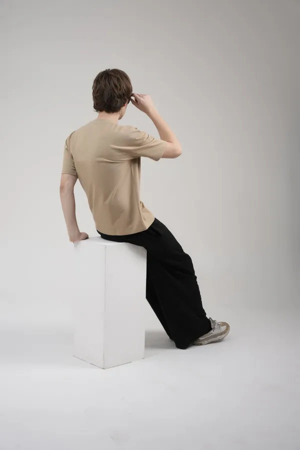 Beige_French_Terry_Cotton_Premium_T-Shirt_For_Men