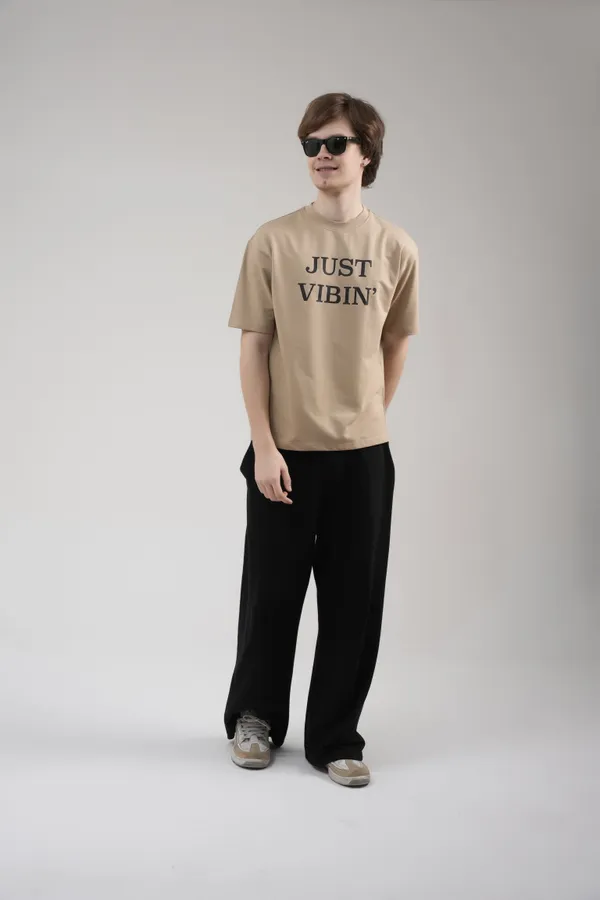 Beige_French_Terry_Cotton_Premium_T-Shirt_For_Men
