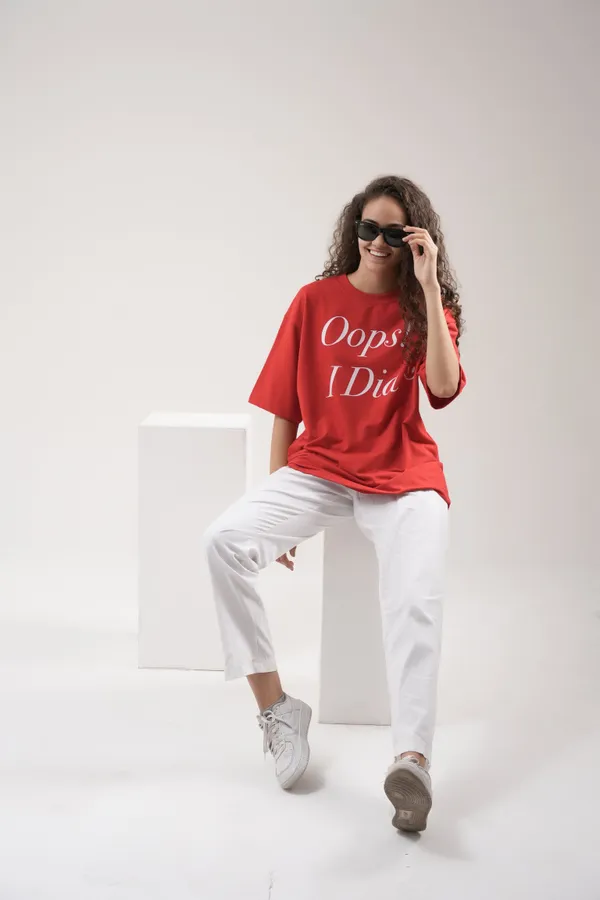 Red_French_Terry_Cotton_Premium_T-Shirt_For_Women
