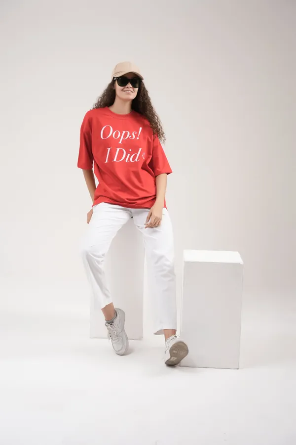 Red_French_Terry_Cotton_Premium_T-Shirt_For_Women