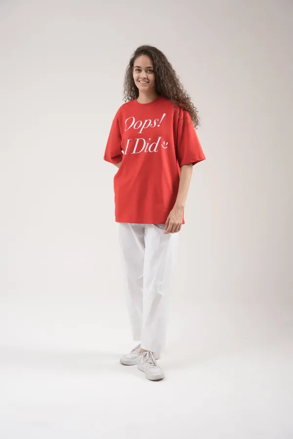 Red_French_Terry_Cotton_Premium_T-Shirt_For_Women