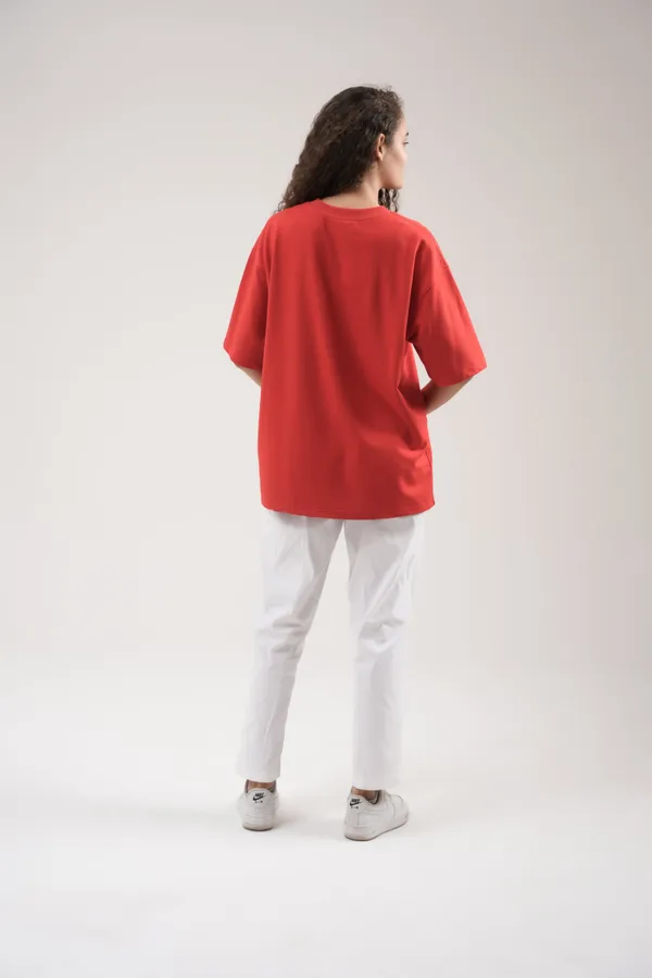 Red_French_Terry_Cotton_Premium_T-Shirt_For_Women