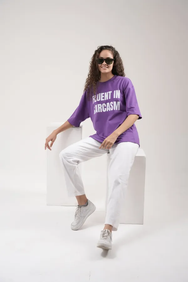 Purple_French_Terry_Cotton_Premium_T-Shirt_For_Women