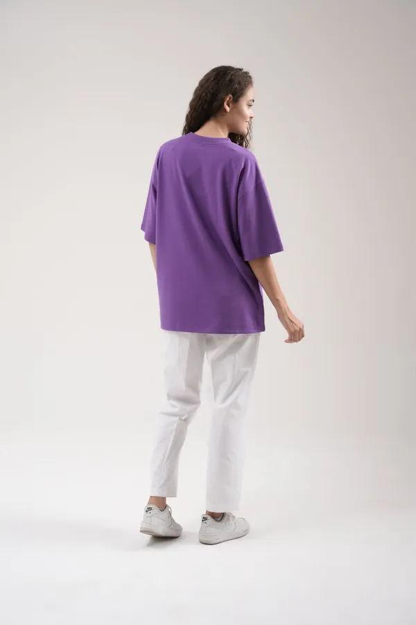 Purple_French_Terry_Cotton_Premium_T-Shirt_For_Women