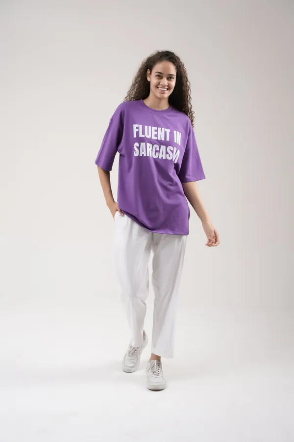 Purple_French_Terry_Cotton_Premium_T-Shirt_For_Women