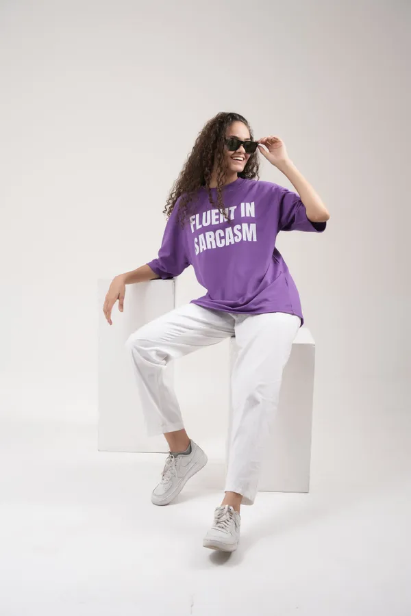 Purple_French_Terry_Cotton_Premium_T-Shirt_For_Women