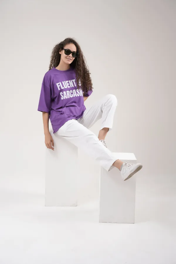 Purple_French_Terry_Cotton_Premium_T-Shirt_For_Women