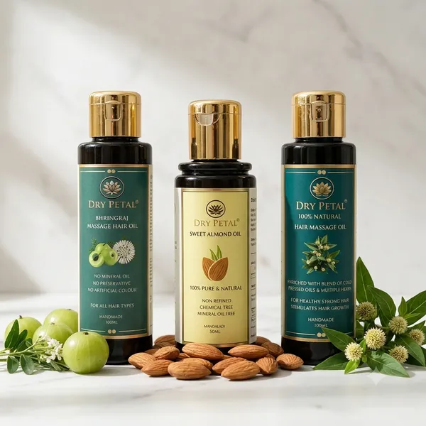 Dry_Petal_Cold_Pressed_Sweet_Almond_Oil,_Bhringraj_Amla_Brahmi_Ayurvedic_Hair_Oil_And_Bhringraj_Ayurvedic_Hair_Growth_Massage_Oil_Combo_Pack_Of_3