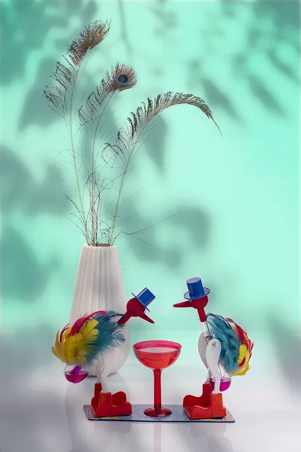 Mango_Pie_Rangoli_Drinking_Bird_Blue_Red_Yellow
