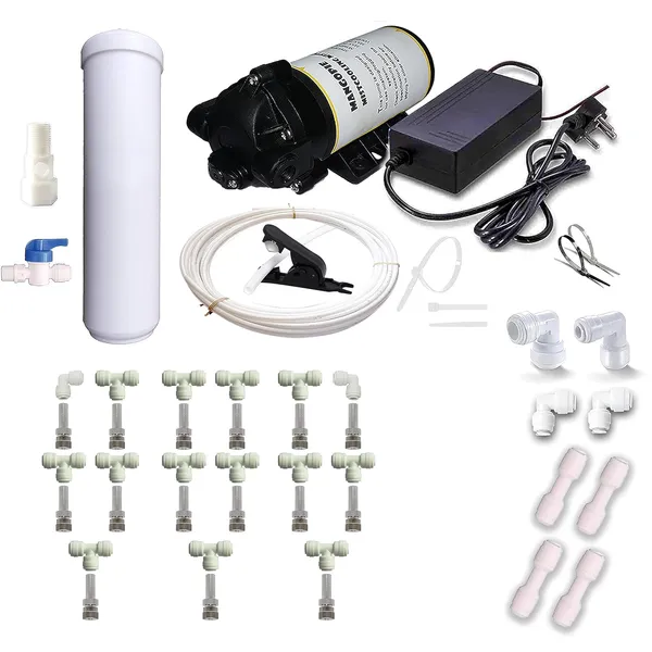 Mango_Pie_Mist_Cooling_Misting_System_Complete_Diy_Kit_15_Nozzle_System_150_Psi_Misting_Pump_25_Mt_Length_White_Color_Tubing_With_Six_Month_Warranty