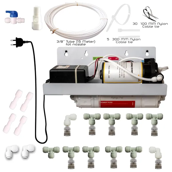 Mist_Cooling_Misting_System_Complete_Diy_Kit_Wall_Hanging_10_Nozzle_System_125_Psi_Pump_15_Mt_Tubing_With_Six_Month_Warranty