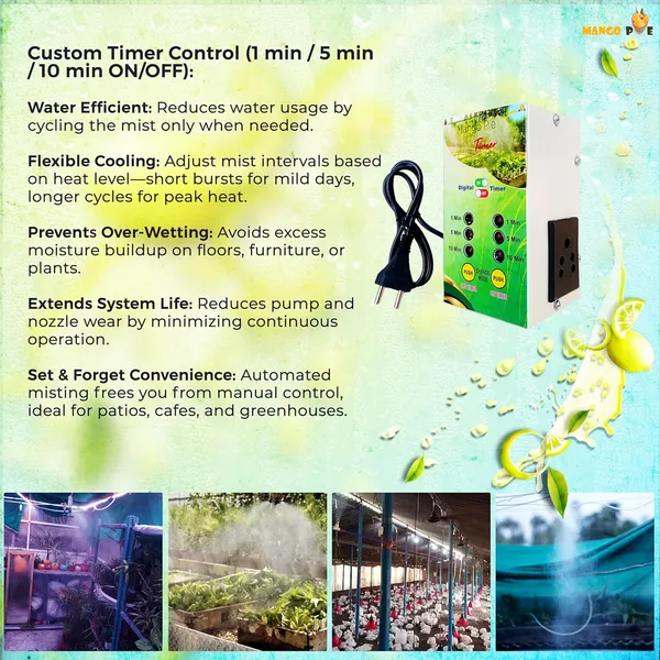 Mango_Pie_10-Nozzle_Misting_System_Kit_With_Timer_(1-5-10_Min),_Hard_Water_&_Uf_Filter,_75_Psi_Pump_|_Outdoor_Cooling_Mist_Kit_For_Patio,_Garden,_Restaurant_|_10M_Tubing,_220V,_6-Month_Warranty