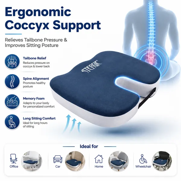 Stergic_Next_Coccyx_Seat_Cushion_High_Density_With_Memory_Foam