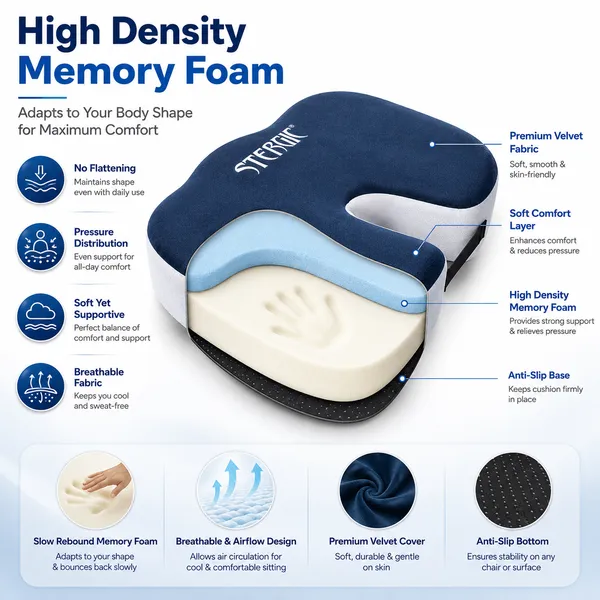 Stergic_Next_Coccyx_Seat_Cushion_High_Density_With_Memory_Foam