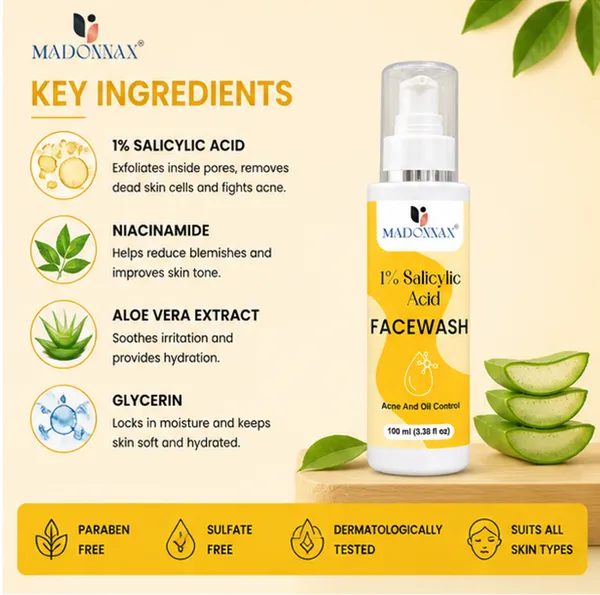 Madonnax_1%_Salicylic_Acid_&_Niacinamide_Acne_Oil_Control_Face_Wash_100Ml