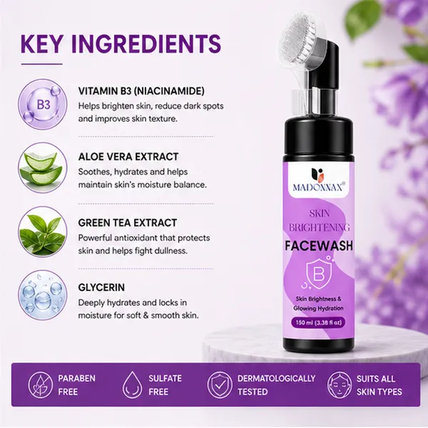 Madonnax_Niacinamide_Skin_Brightening_Face_Wash_With_Brush_Applicator_150Ml