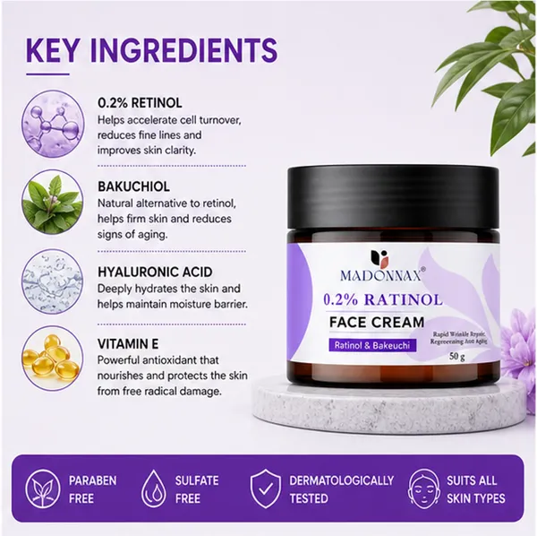 Madonnax_0.2%_Retinol_&_Bakuchiol_Anti-Aging_Wrinkle_Repair_Face_Cream_50G