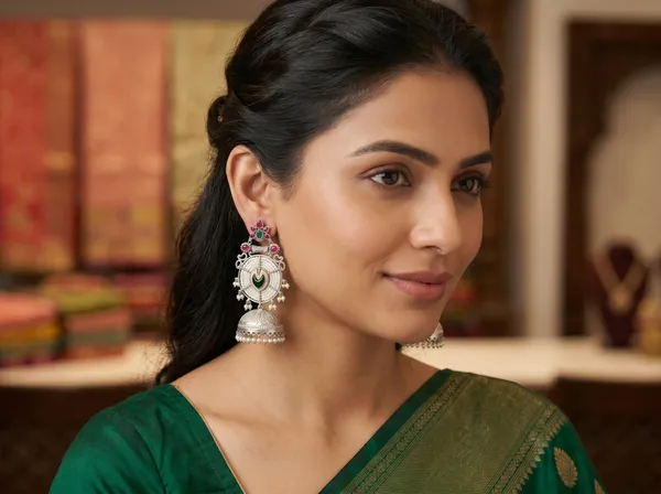 Oxidised_Pearl_Jhumka_Earrings_for_Women_Green_Stone_Ethnic