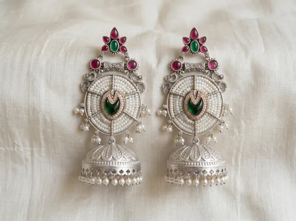 Oxidised_Pearl_Jhumka_Earrings_for_Women_Green_Stone_Ethnic