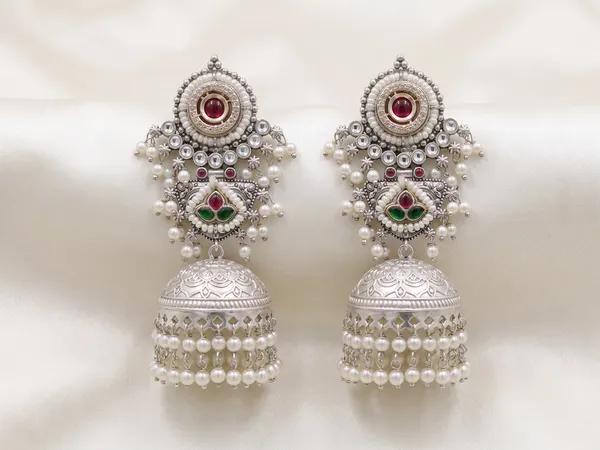 Oxidised_Pearl_Jhumka_Earrings_for_Women_Traditional_Party_Wear