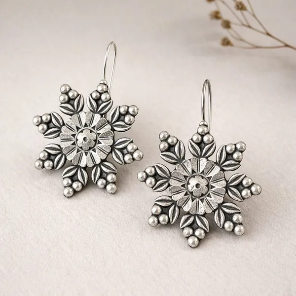 Silver_Brass_Oxidised_Rajasthani_Floral_Drop_Earrings_For_Women_(Set_Of_3)