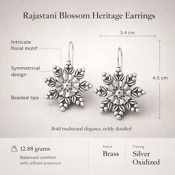Silver_Brass_Oxidised_Rajasthani_Floral_Drop_Earrings_For_Women_(Set_Of_3)