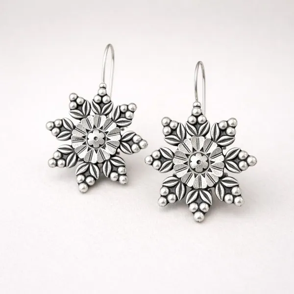 Silver_Brass_Oxidised_Rajasthani_Floral_Drop_Earrings_For_Women_(Set_Of_3)