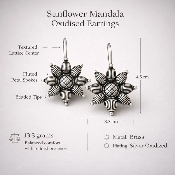 Silver_Brass_Oxidised_Sunflower_Mandala_Floral_Drop_Earrings_For_Women
