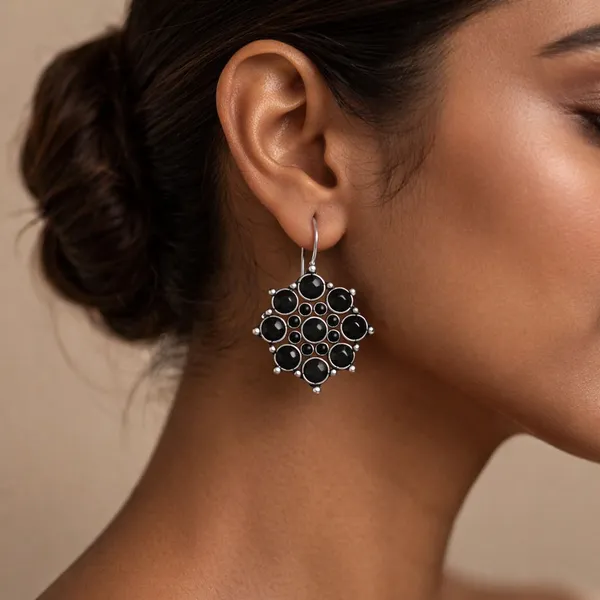 Black_Brass_Oxidized_Cluster_Drops_And_Danglers_For_Women