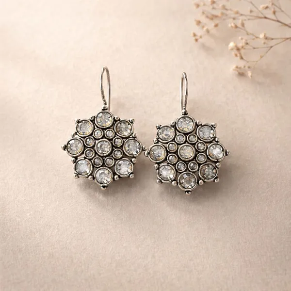 White_Maharani_Sheeshmaar_Oxidised_Crystal_Stone_Cluster_Earrings_Brass_Drops_And_Danglers