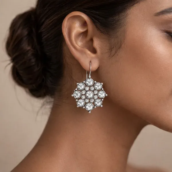 White_Maharani_Sheeshmaar_Oxidised_Crystal_Stone_Cluster_Earrings_Brass_Drops_And_Danglers