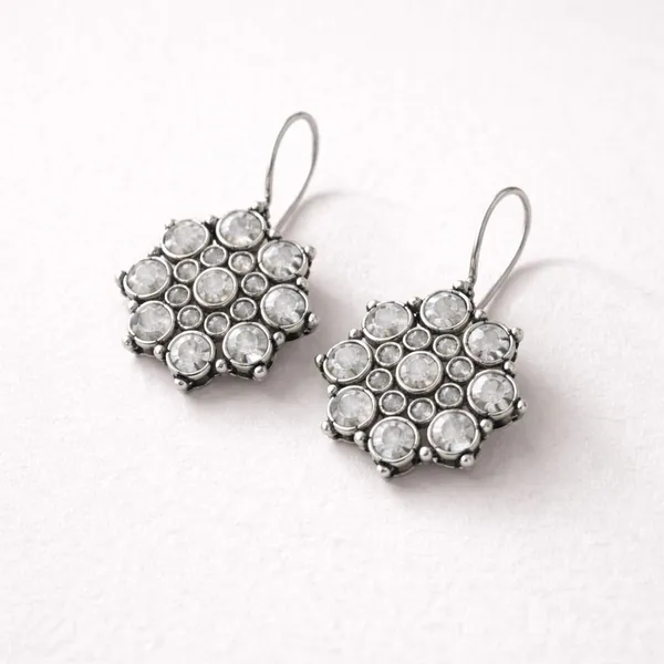 White_Maharani_Sheeshmaar_Oxidised_Crystal_Stone_Cluster_Earrings_Brass_Drops_And_Danglers