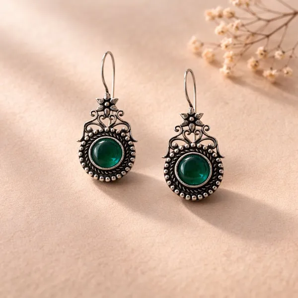 Green_Stone_Brass_Oxidised_Temple_Drop_Earrings_For_Women