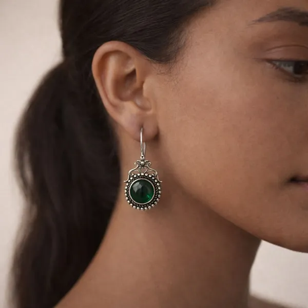 Green_Stone_Brass_Oxidised_Temple_Drop_Earrings_For_Women