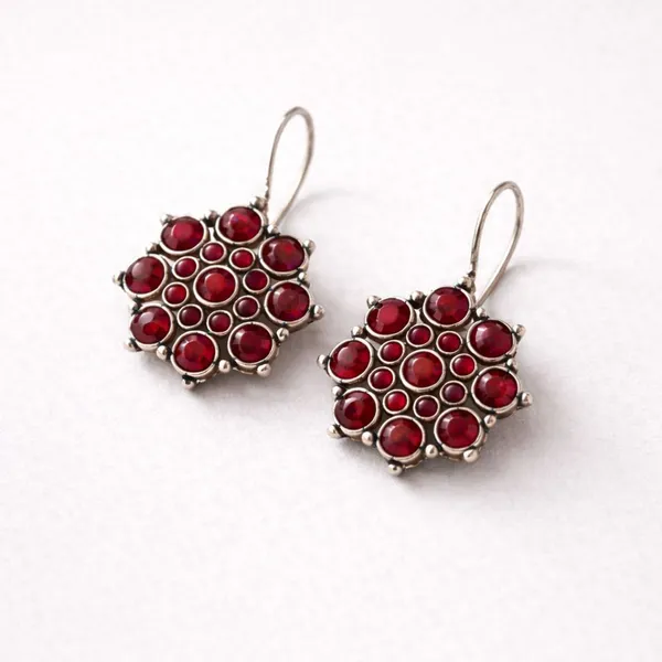 Red_Oxidised_Brass_Round_Cluster_Drop_Earrings_For_Women