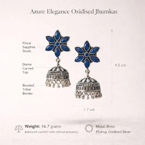Blue_Azure_Elegance_Oxidised_Sapphire_Floral_Jhumka_Earrings_Brass_Jhumki_Earring