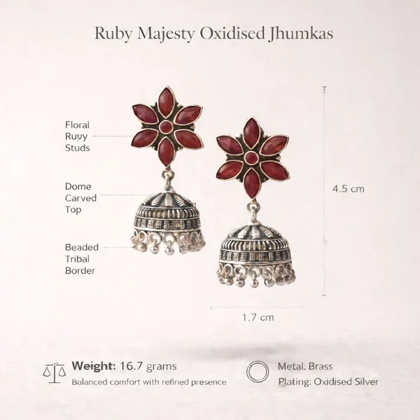 Red_Stone_Brass_Oxidised_Floral_Jhumka_Earrings_For_Women