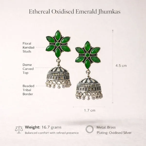 Green_Brass_Oxidized_Floral_Jhumka_Earrings_For_Women