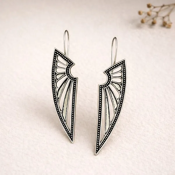 Silver_Brass_Oxidised_Crescent_Tribal_Long_Drop_Earrings_For_Women