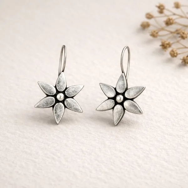 Silver_Brass_Oxidised_Star_Floral_Drop_Earrings_For_Women