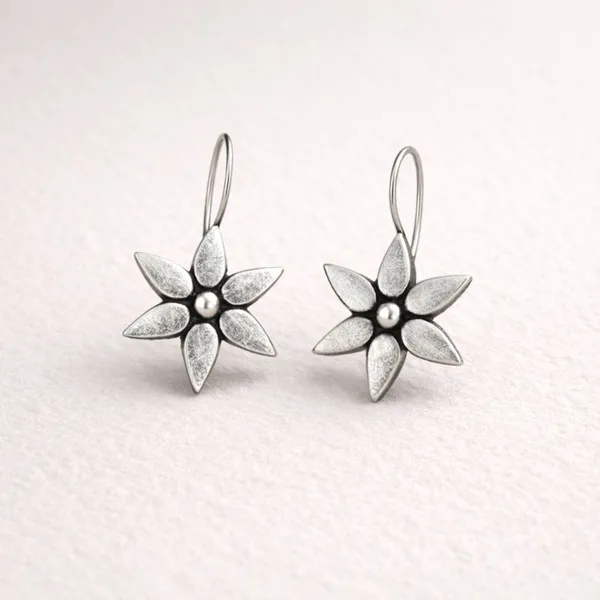 Silver_Brass_Oxidised_Star_Floral_Drop_Earrings_For_Women
