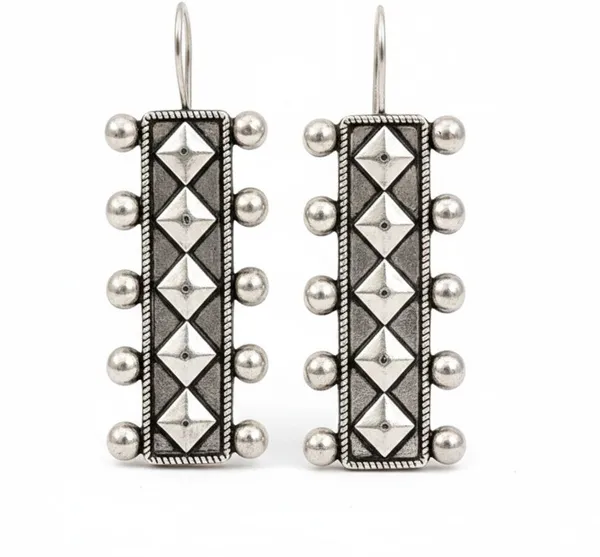 Silver_Brass_Oxidised_Geometric_Pyramid_Drop_Earrings_For_Women