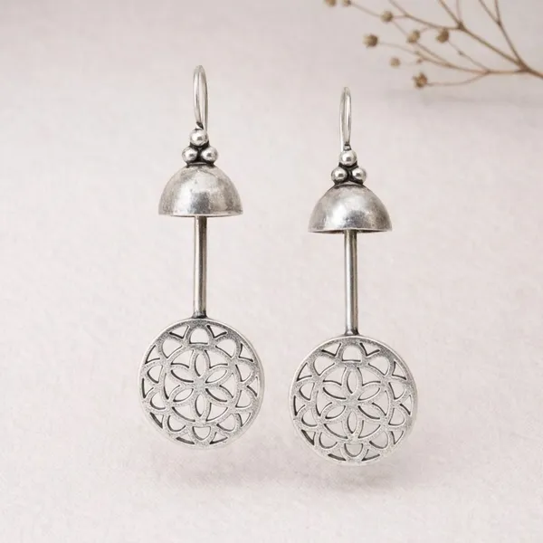 Silver_Brass_Oxidised_Floral_Medallion_Long_Drop_Earrings_For_Women