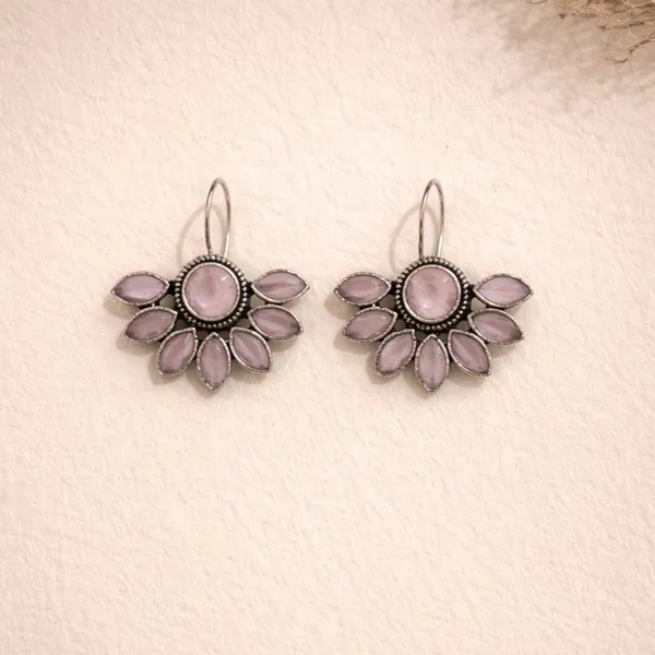 Pink_Dusky_Blossom_Oxidised_Silver_Marquise_Floral_Drop_Earrings_Brass_Drops_And_Danglers