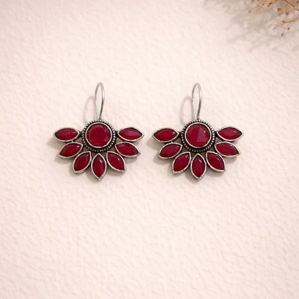 Red_Crimson_Petal_Oxidised_Marquise_Floral_Drop_Earrings_Brass_Drops_And_Danglers