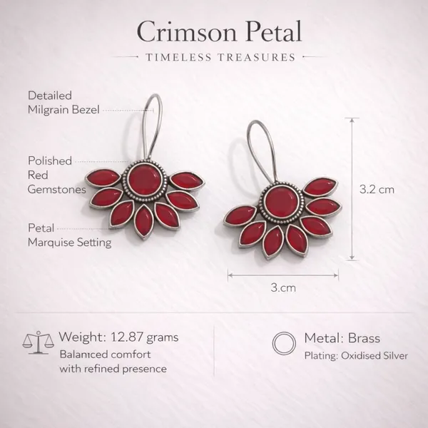 Red_Crimson_Petal_Oxidised_Marquise_Floral_Drop_Earrings_Brass_Drops_And_Danglers