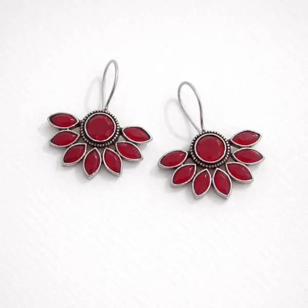 Red_Crimson_Petal_Oxidised_Marquise_Floral_Drop_Earrings_Brass_Drops_And_Danglers